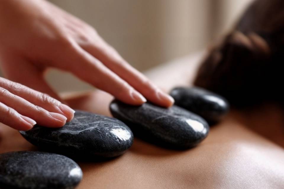 Warme Lavasteine für Hot-Stone-Therapie im Wellnessbereich vom Familienhotel Oberkarteis