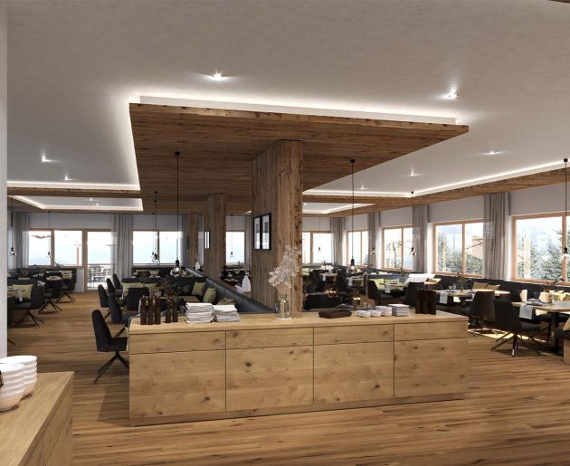 Visualisierung des neuen, hellen Restaurants